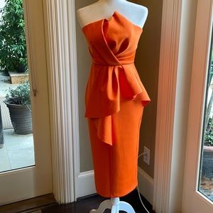 ASOS Red Carpet Scuba Folded Midi Dress Orange